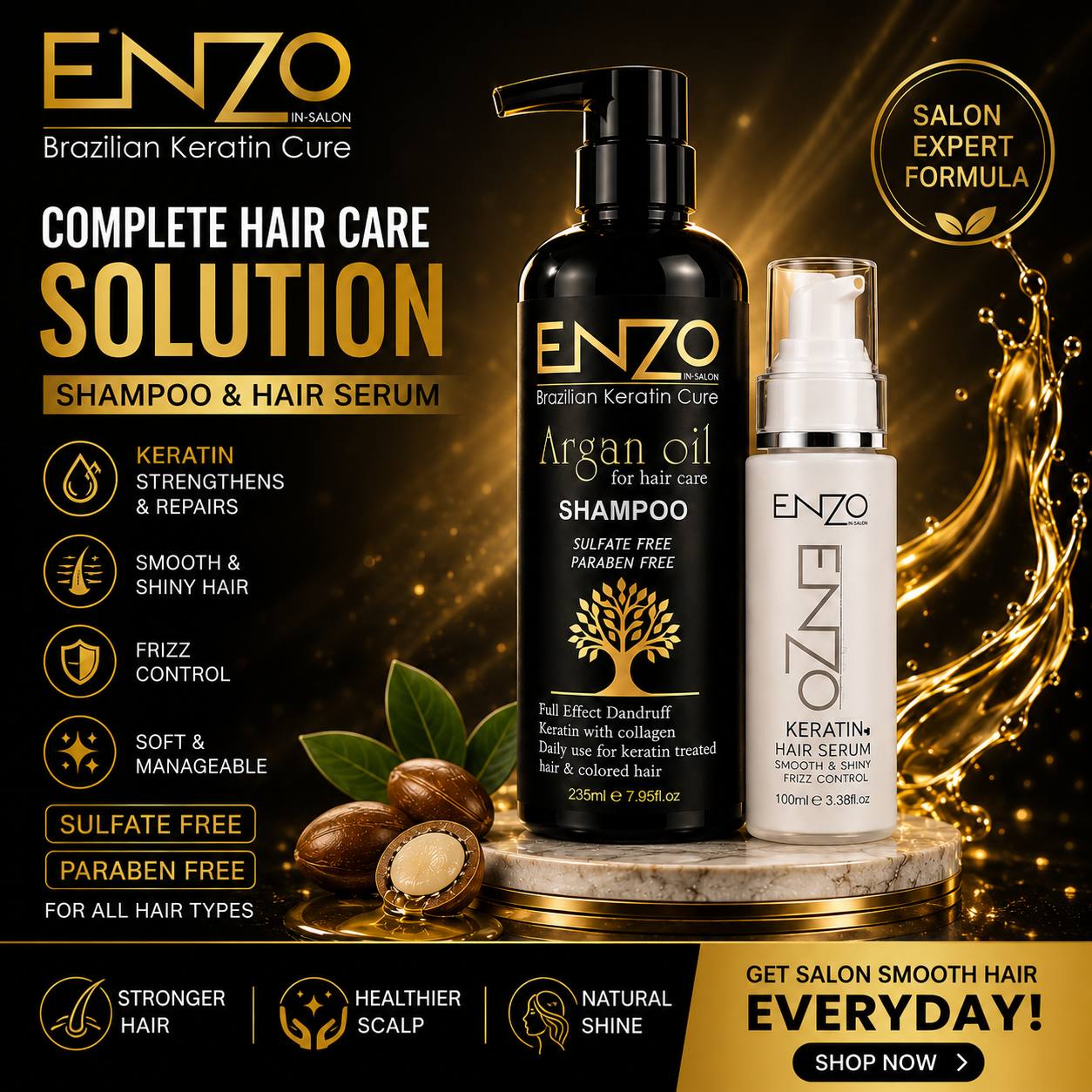 ENZO Hair Serum – Smooth, Shiny & Frizz-Free Hair