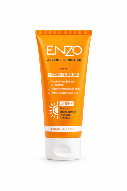 ENZO Advance Sunblock SPF 60+ PA+++ | Lightweight Sunscreen Lotion