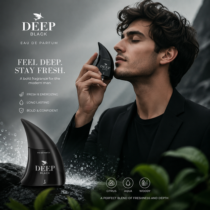 J. Deep Black Eau De Parfum for Men – Long Lasting Fresh & Woody Fragrance
