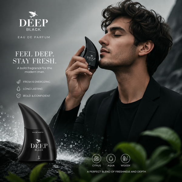 J. Deep Black Eau De Parfum for Men – Long Lasting Fresh & Woody Fragrance